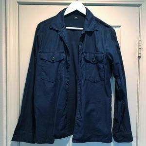 Uniqlo navy blue button down shirt